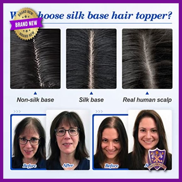 10 Inch Human Hair Topper Silk Base 130% Density for Thinning Hair main image 4